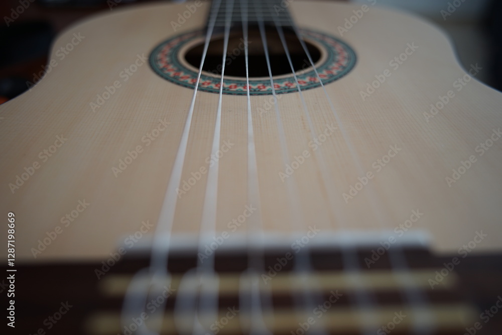 Fototapeta premium Acoustic guitar part lying horizontally