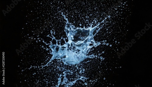 Clean blue water splash isolated on a black background