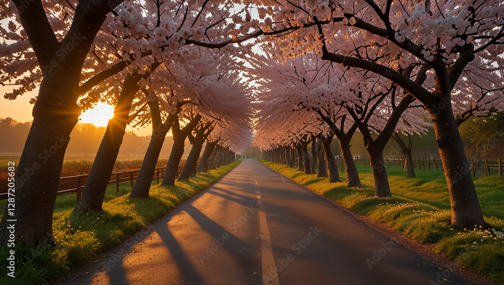 Fototapeta premium sunset in a beautiful garden