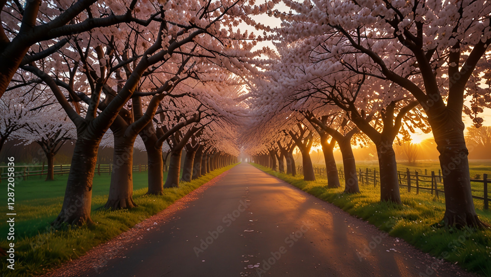 Fototapeta premium sunset in a beautiful garden