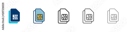 Sim card icon vector isolated on white background. Mobile sim icon. Mobile cellular phone sim card chip.