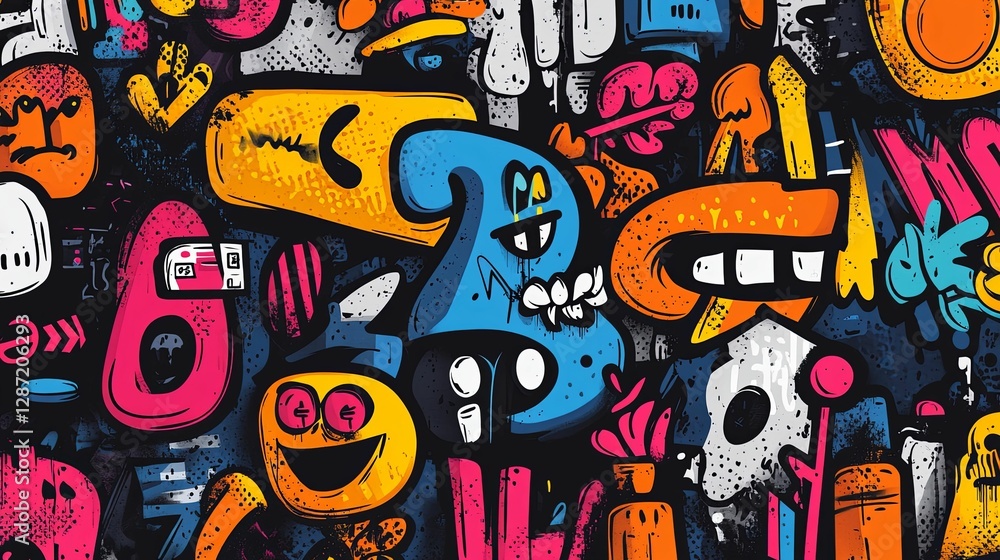 Fototapeta premium Vibrant Colorful Abstract Doodle Art Design