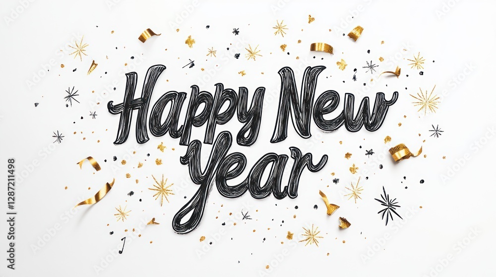 Festive New Year greeting card design on white Festive New Year greeting card design on white