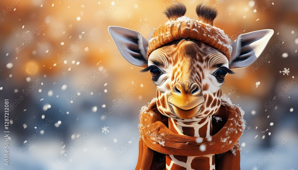 Fototapeta premium Giraffe in einer Winterlandschaft