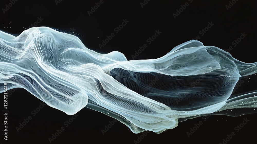Fototapeta premium Abstract flowing lines create a dynamic visual of movement and energy on a black background.