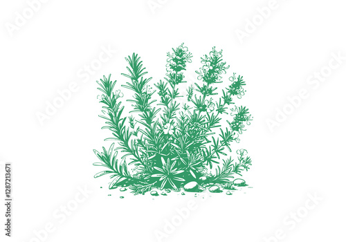 Rosemary Hand Drawn Illustration Sketch Vector Isolated