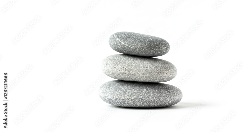 Stacked Stones Balancing Artfully Symbolizing Calm and Zen on White Stacked Stones Balancing Artfully Symbolizing Calm and Zen on White