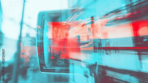 Dynamic urban scene with abstract motion blur in vibrant colors and modern aesthetics.