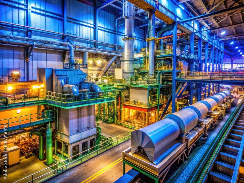 Fototapeta premium High-tech paper mill: precision coating creates premium industrial paper and cardboard.