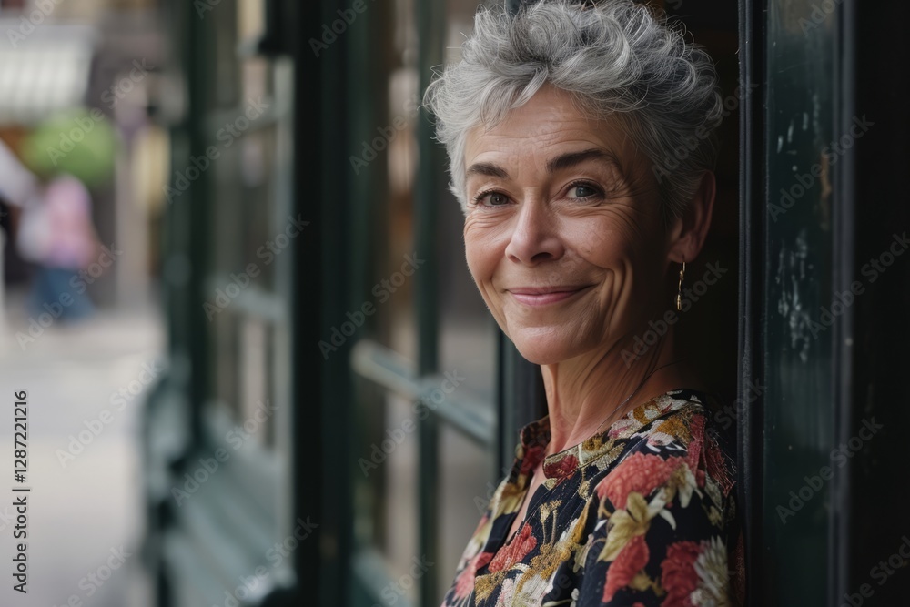 Portrait of a beautiful senior woman standing in front of a window Portrait of a beautiful senior woman standing in front of a window