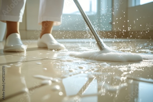 Cleaning Floor with Foam and Mop: A Sparkling Clean