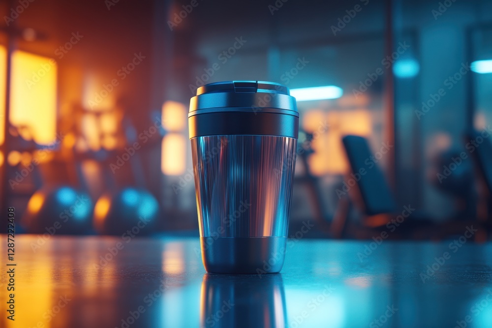 Travel Mug in a Gym Setting Travel Mug in a Gym Setting