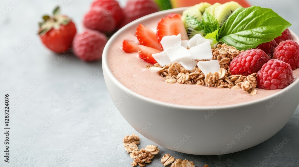 Tropical smoothie bowl bursting with flavor and freshness Tropical smoothie bowl bursting with flavor and freshness