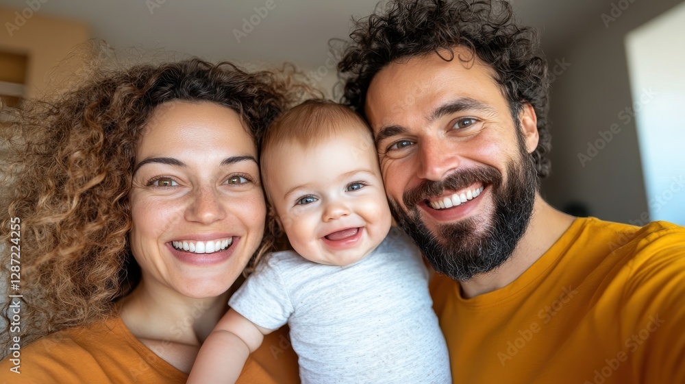 Happy pregnant family enjoying a joyful moment in their new apartment Happy pregnant family enjoying a joyful moment in their new apartment