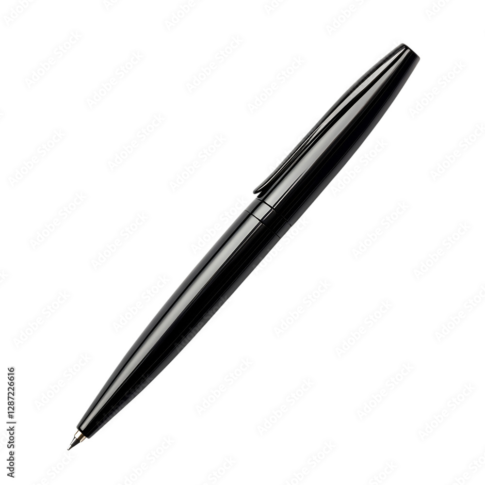 A Sleek Black Pen Resting on a Notebook Isolated on Transparent Background A Sleek Black Pen Resting on a Notebook Isolated on Transparent Background