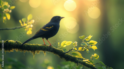 bird on a branch, bird on a branch in spring