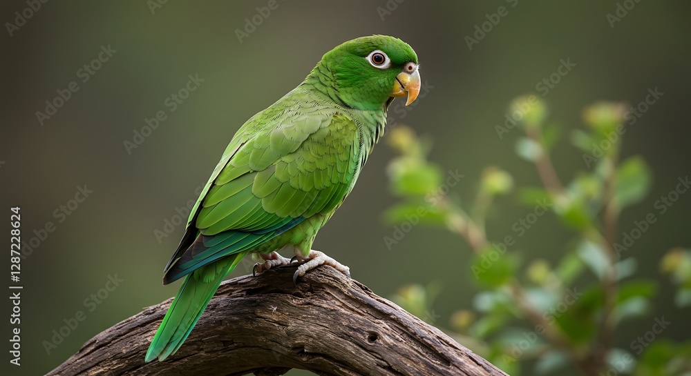 Green Parrot on Branch - Symbol of Nature - For educational wildlife content. Green Parrot on Branch - Symbol of Nature - For educational wildlife content.