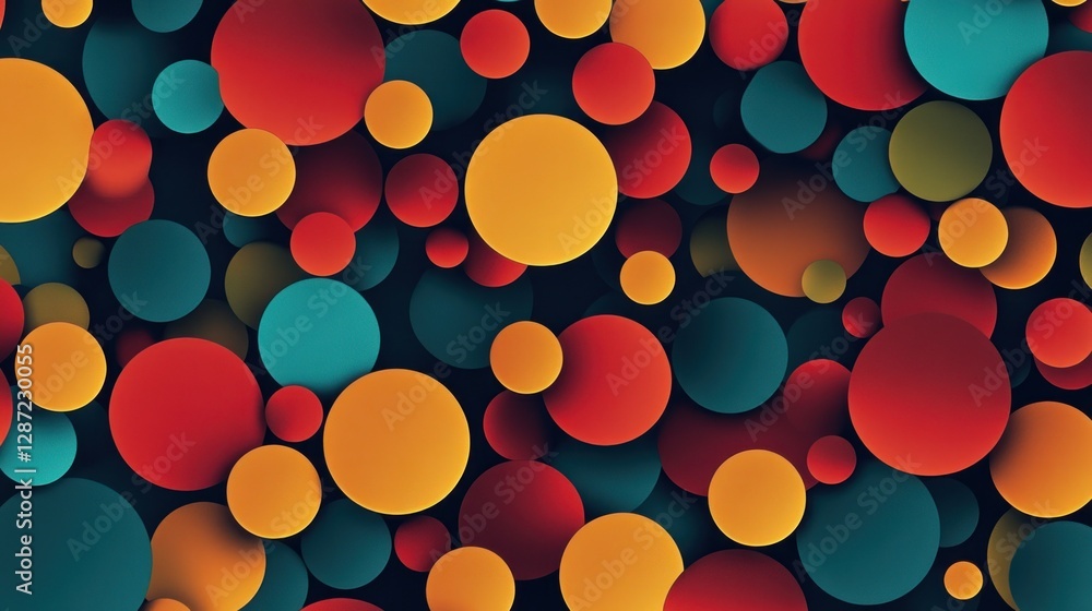 Abstract background with colorful overlapping circles in red, orange, and teal shades. Abstract background with colorful overlapping circles in red, orange, and teal shades.