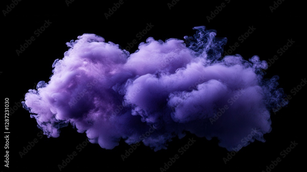 Fototapeta premium Purple smoke cloud isolated on black. Ideal for fantasy, mystical, or abstract designs.