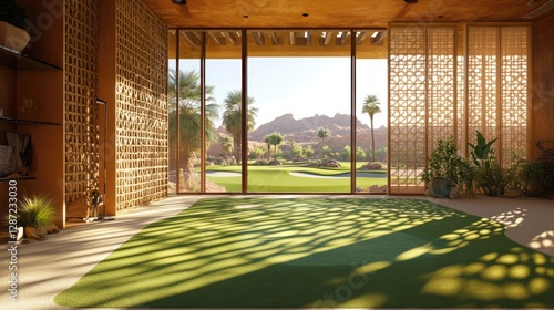 Sunlit Putting Green Room with Desert View