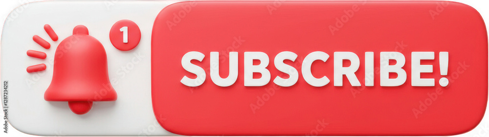 Red Subscribe Button with Notification Bell Icon and One New Message Alert