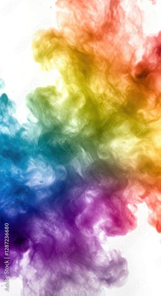 Fototapeta premium Vibrant abstract smoke art in rainbow colors on white background