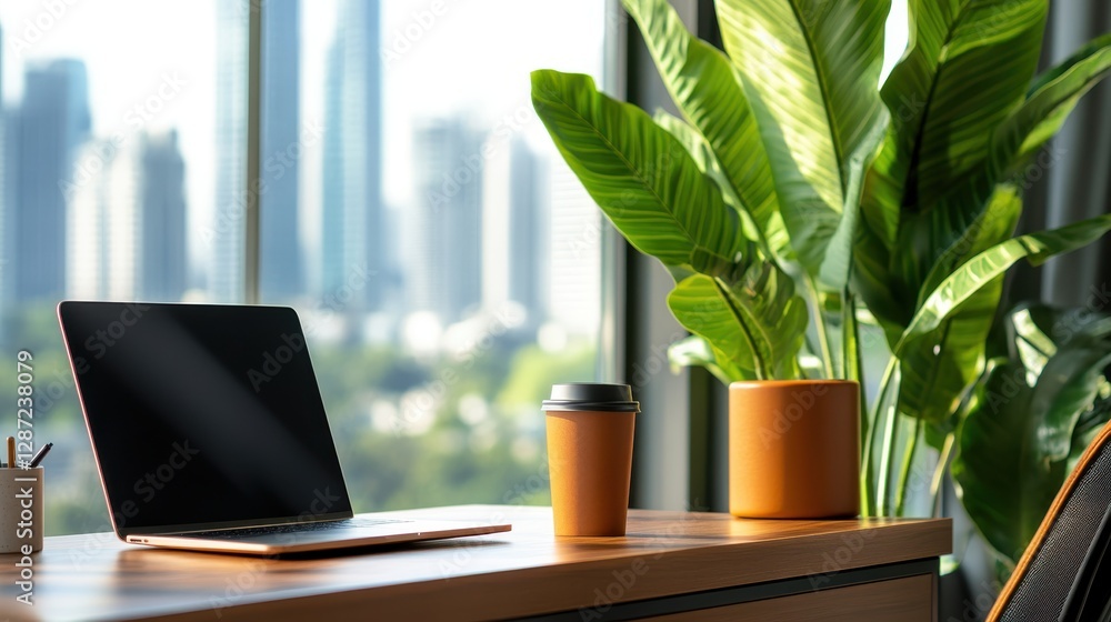 Sleek design and city views create a perfect workspace ambiance Sleek design and city views create a perfect workspace ambiance
