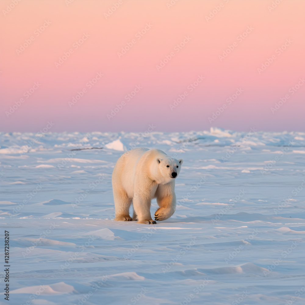 Polar bear in Arctic sunset Polar bear in Arctic sunset