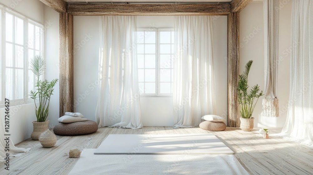 Fototapeta premium Serene Minimalist Yoga Studio Interior Design