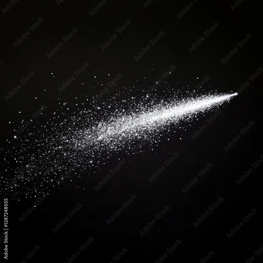 White comet trail, dark space, digital art, design element White comet trail, dark space, digital art, design element