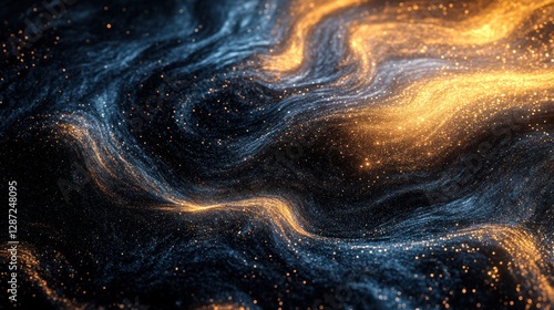 Abstract Cosmic Nebula: Golden and Blue Celestial Swirl