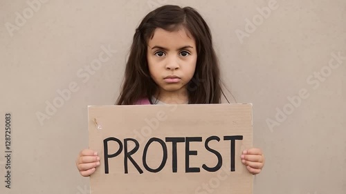 A Young Girl’s Stand with a Protest Sign