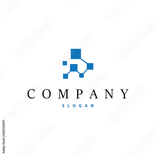 cell neuron technology logo design illustration data simple abstract modern template brand product