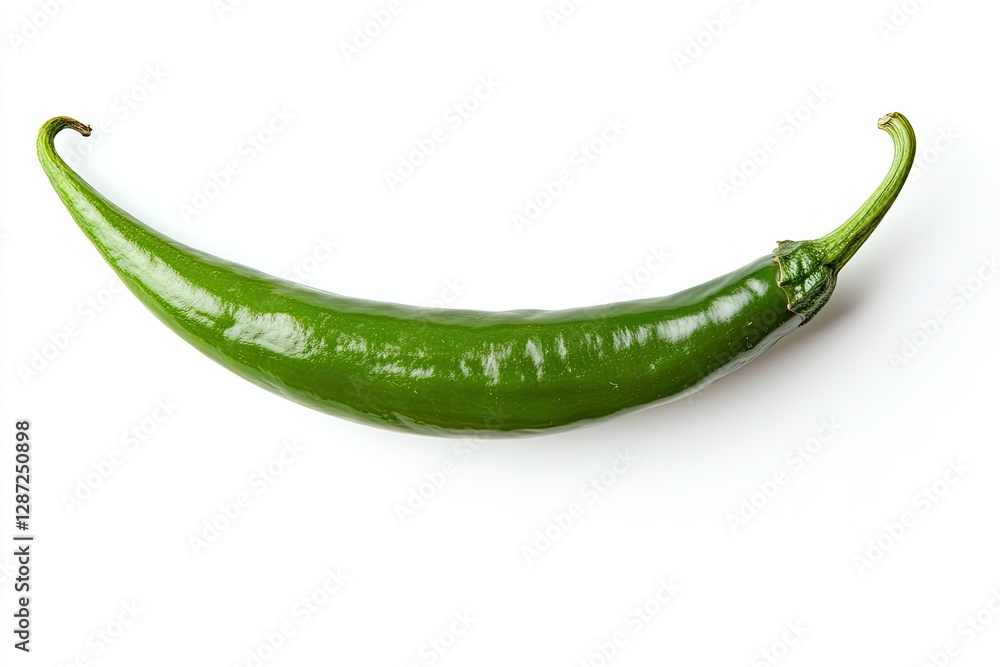 High Resolution Image of Green Chili Pepper Isolated on a White Background High Resolution Image of Green Chili Pepper Isolated on a White Background