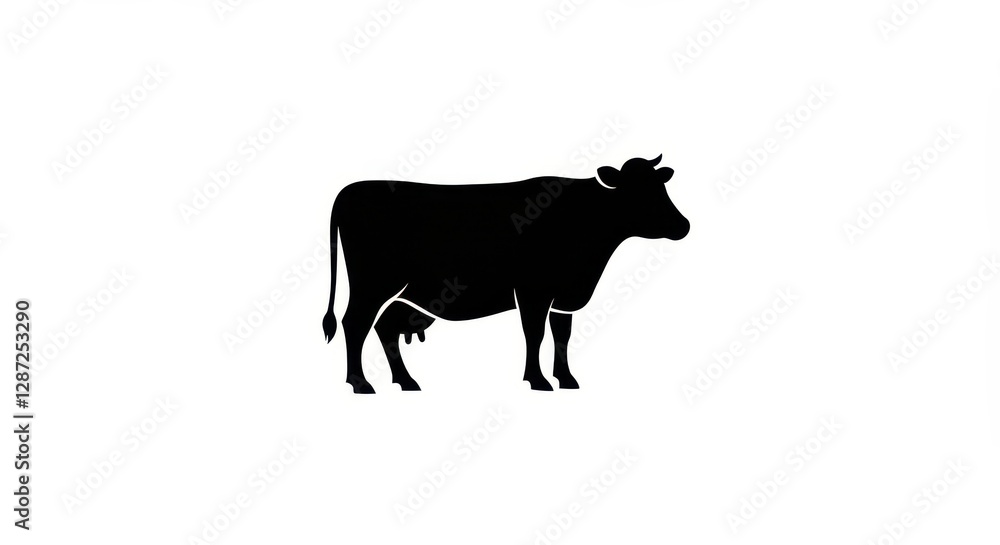 Silhouette of a cow: simple farm animal design on white background Silhouette of a cow: simple farm animal design on white background