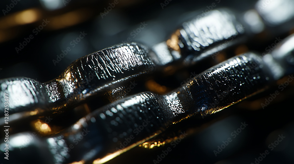 Close-Up of Interlocking Metal Chain Links Close-Up of Interlocking Metal Chain Links