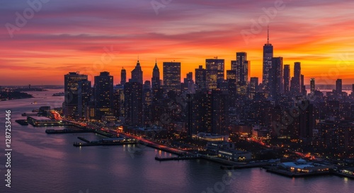 Wallpaper Mural Stunning sunset over manhattan skyline reflecting on hudson river Torontodigital.ca