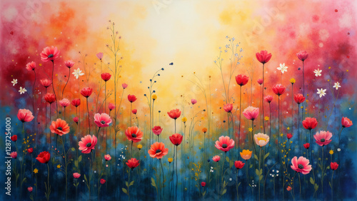 Early spring, abstract, artistic, ensemble of colors, wallpaper, Generative AI