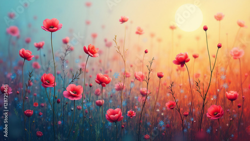 Early spring, abstract, artistic, ensemble of colors, wallpaper, Generative AI