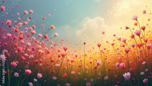 Early spring, abstract, artistic, ensemble of colors, wallpaper, Generative AI