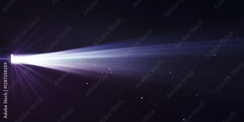 Obraz premium Purple light beam projector dark space background