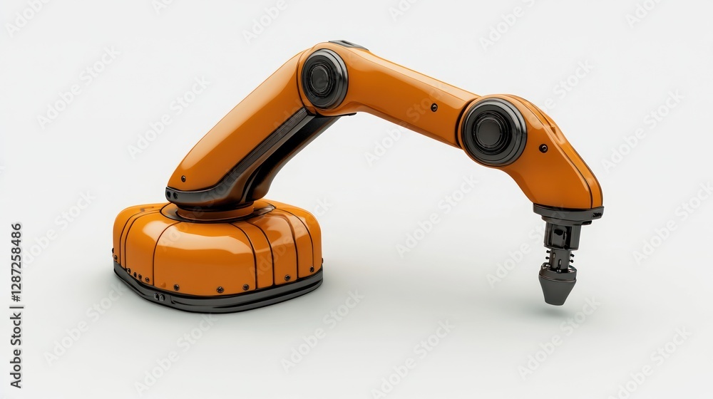 Orange robotic arm studio shot, automation, industry Orange robotic arm studio shot, automation, industry