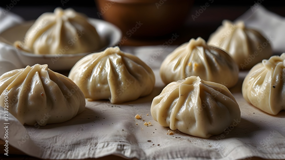 Traditional Georgian Khinkali Dumplings – Close-Up Traditional Georgian Khinkali Dumplings – Close-Up