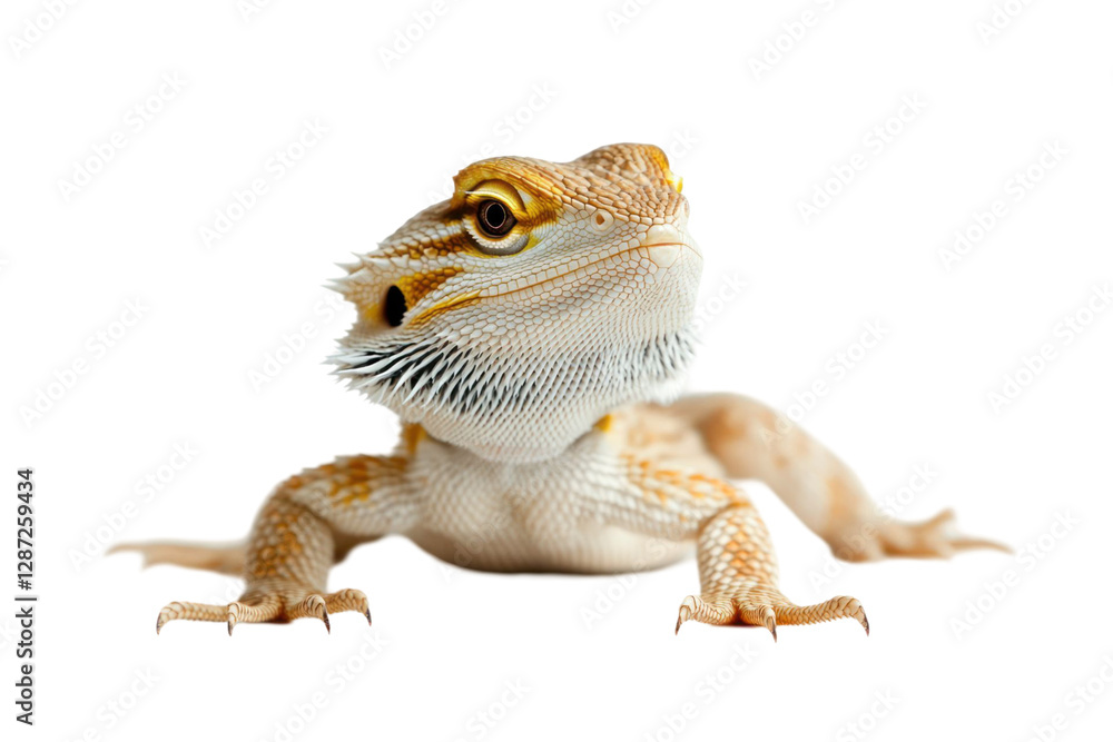 Obraz premium Generic animal portrait on black background. Close up view of reptile with scales and eye detail
