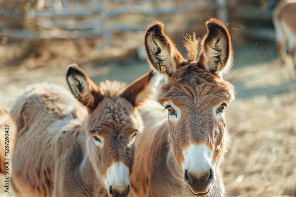 Ultra Quality Picture of Cute Donkeys at the Cattle Farm Ultra Quality Picture of Cute Donkeys at the Cattle Farm