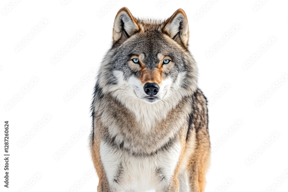 Obraz premium Majestic animal portrait with piercing blue eyes and detailed fur against a transparent background
