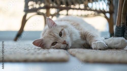 Beautiful cat from a low angle