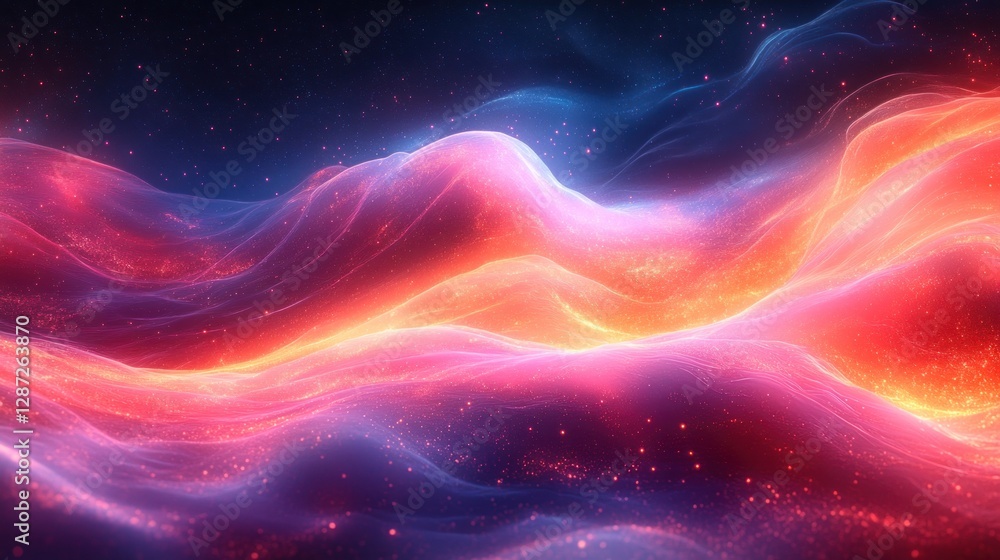Abstract colorful energy waves flowing in dark space, ideal for digital art Abstract colorful energy waves flowing in dark space, ideal for digital art