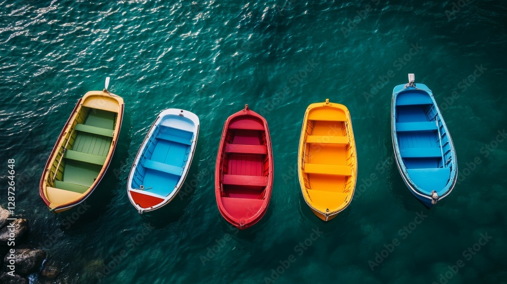 A Rising Tide of Glowing Liquid Lifting Several Colorful Boats in a Vibrant Sea, Symbolizing How Success in Business Can Benefit Everyone Involved
