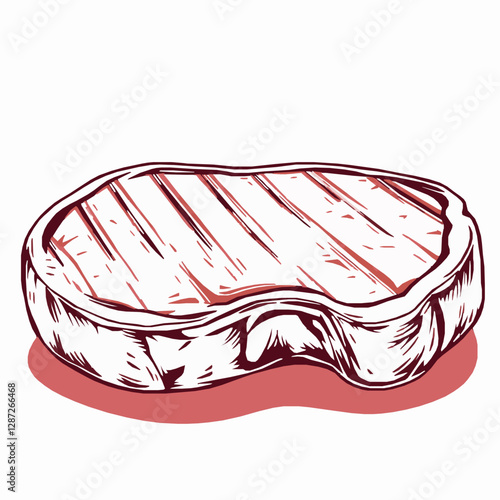 perfectly grilled steak with grill marks vector illustration